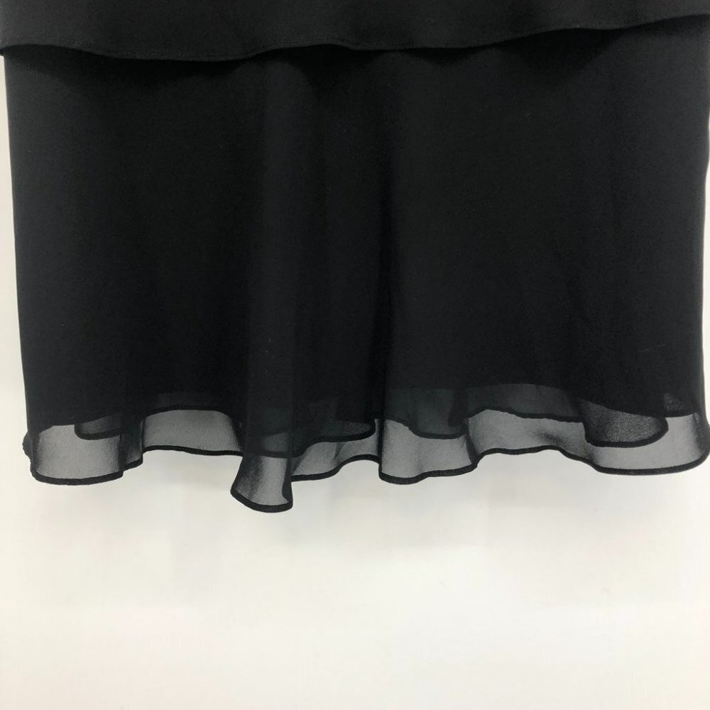 Lori Ann Montreal Vintage Black sleeveless tiered midi dress sequin broach 8 - Picture 8 of 16